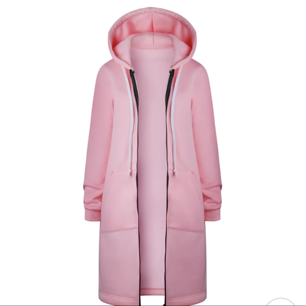 NEW! Light Pink Maxi Zip Up Hopdie Sweater Dress - Picture 3 of 5